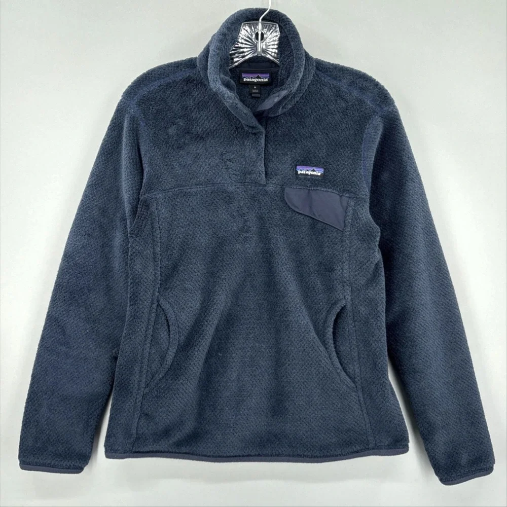 Patagonia Pullover Womens Medium Blue Re Tool Snap T Polartec Fleece Jacket
